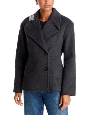 Embellished Hourglass Double Breasted Peacoat - Exclusive - thumbnail 3