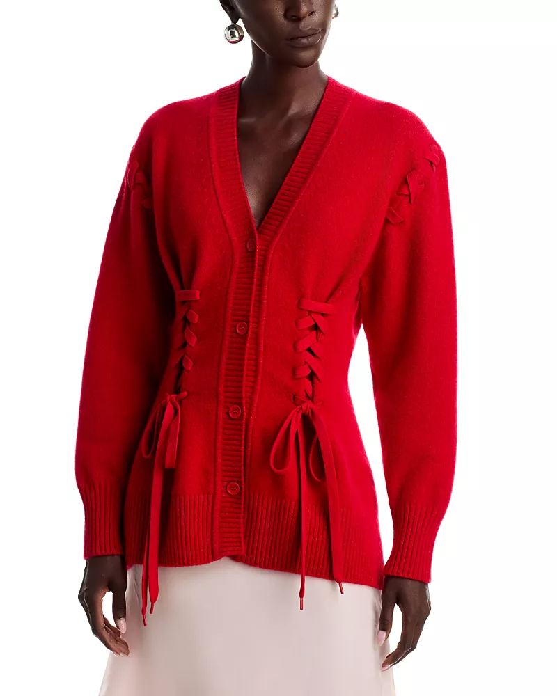 Simone Rocha Merino Wool Blend Sculpted Corset Cardigan