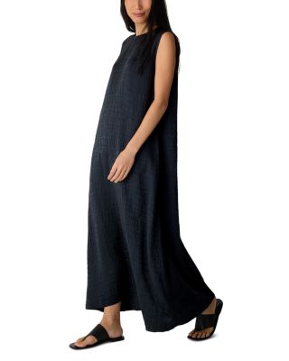 Silk Jacquard Round Neck Maxi Dress - thumbnail 4