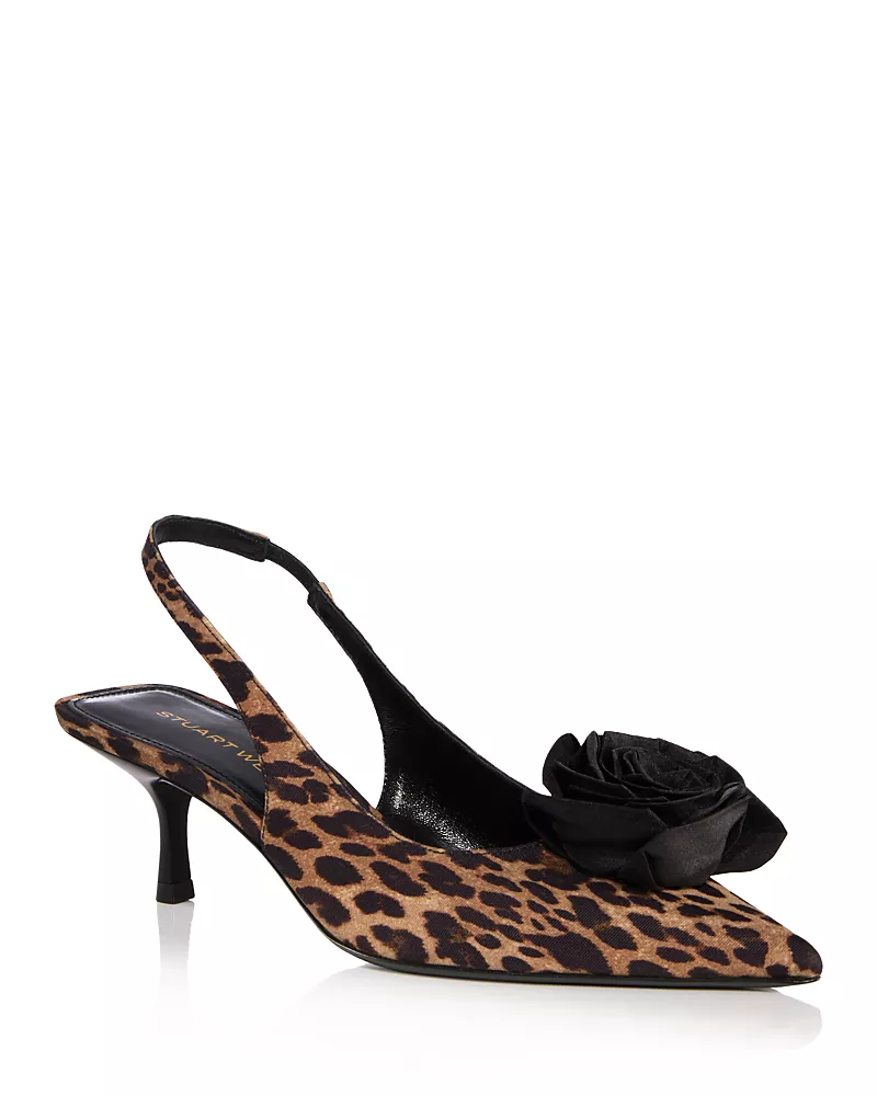 Stuart Weitzman Women's Paloma 50 Slingback Leopard Pumps
