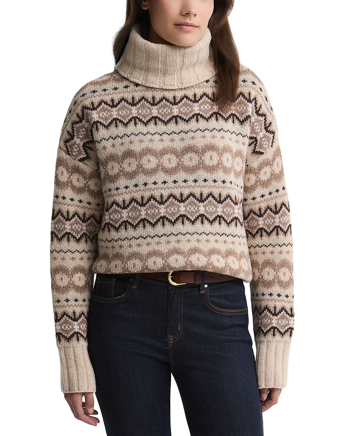 Barbour Helen Wool Blend Fair Isle Roll Neck Sweater