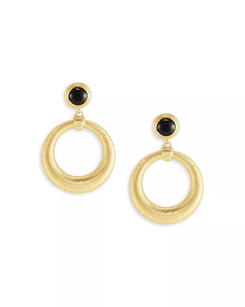 Anabel Aram Safari Black Onyx Open Drop Earrings