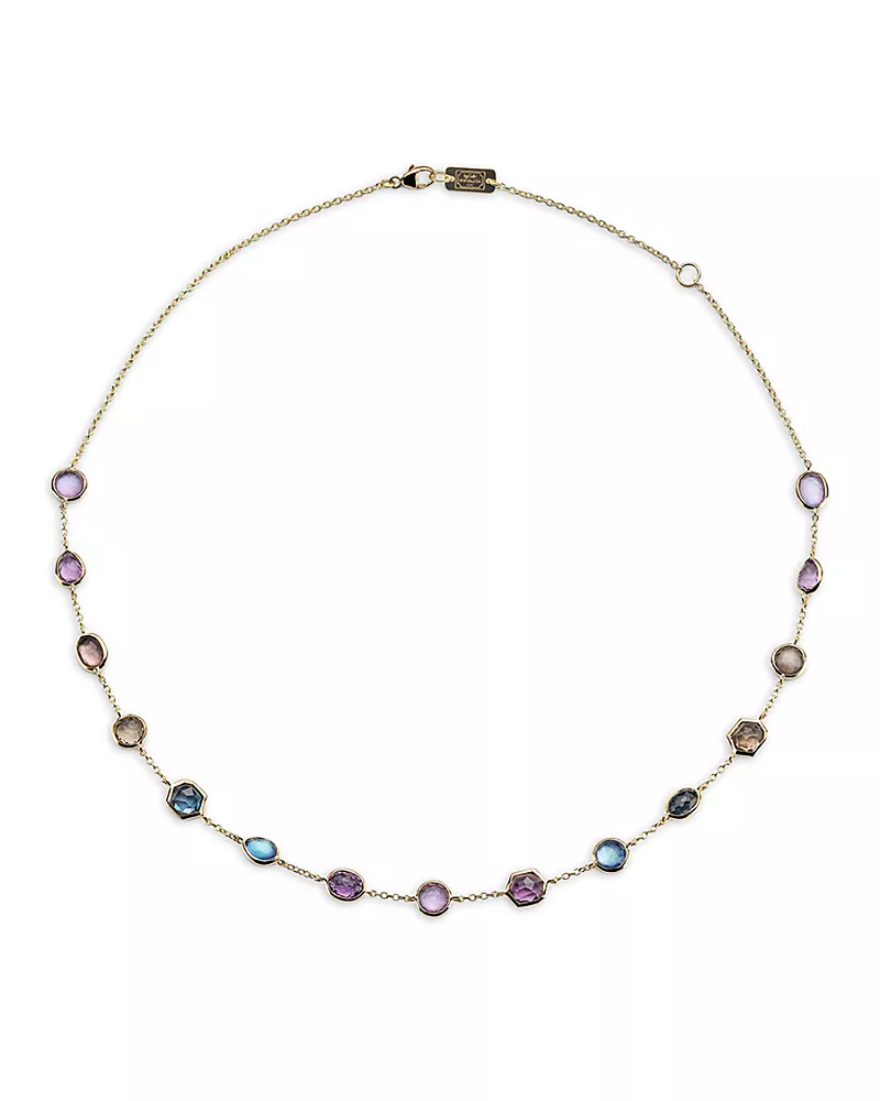 Ippolita 18K Yellow Gold Lollipop Mixed Gemstone Bezel Link Collar Necklace, 16