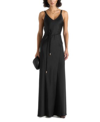 Saffron Satin Belted Maxi Dress