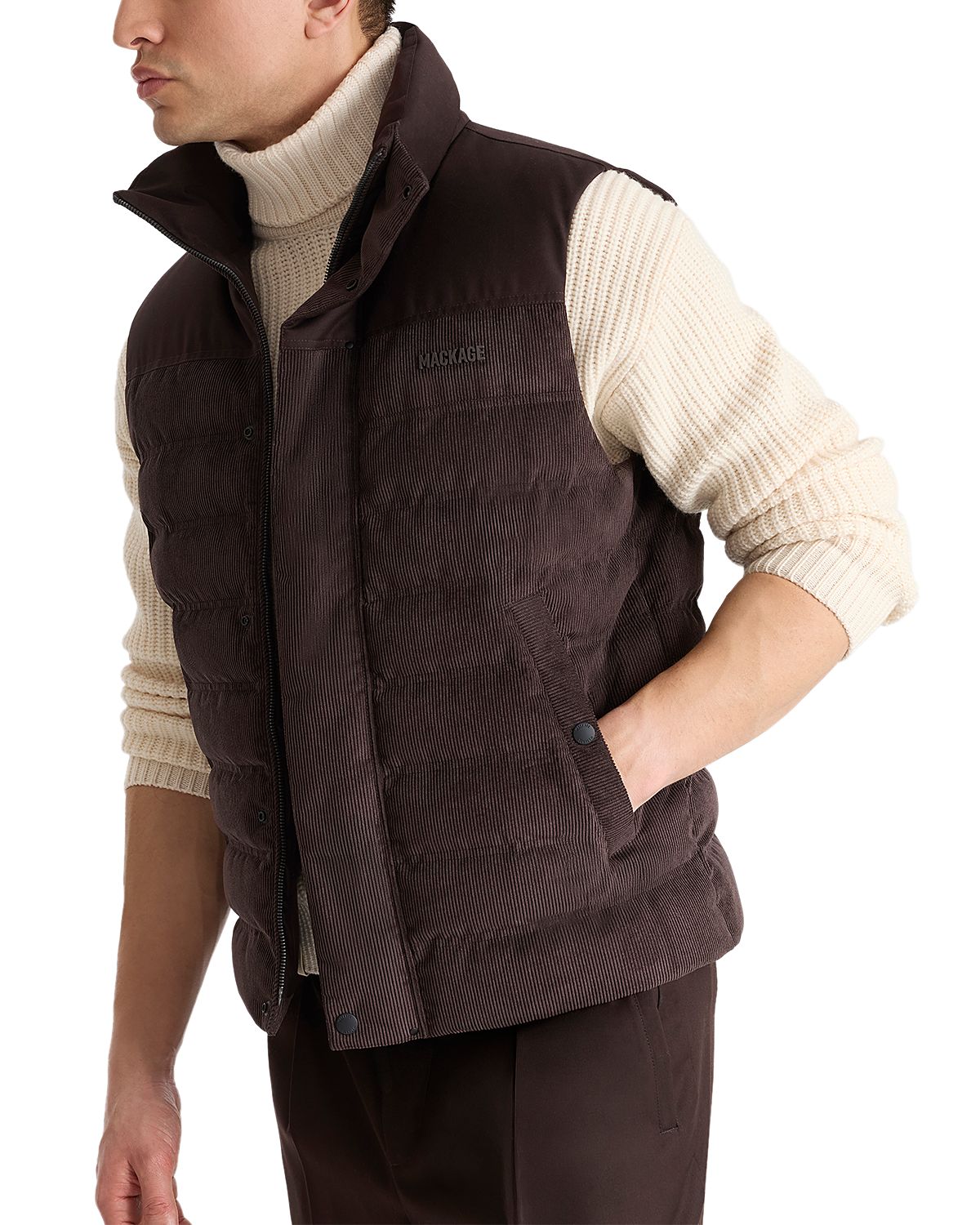 Mackage Brody Coffee Quilted Down Vest