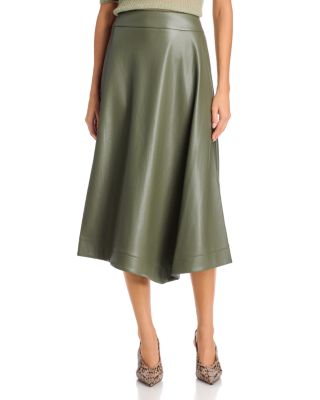 Ventara1 Faux Leather Midi Skirt