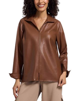 Foxcroft Agnes Faux Leather Shirt