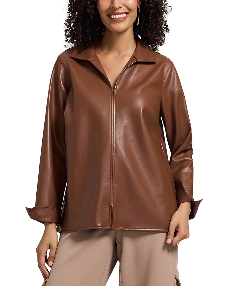 Foxcroft Agnes Faux Leather Shirt