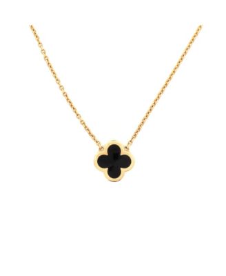  Pure Alhambra Pendant Necklace 18K Gold and Onyx, 16.5"