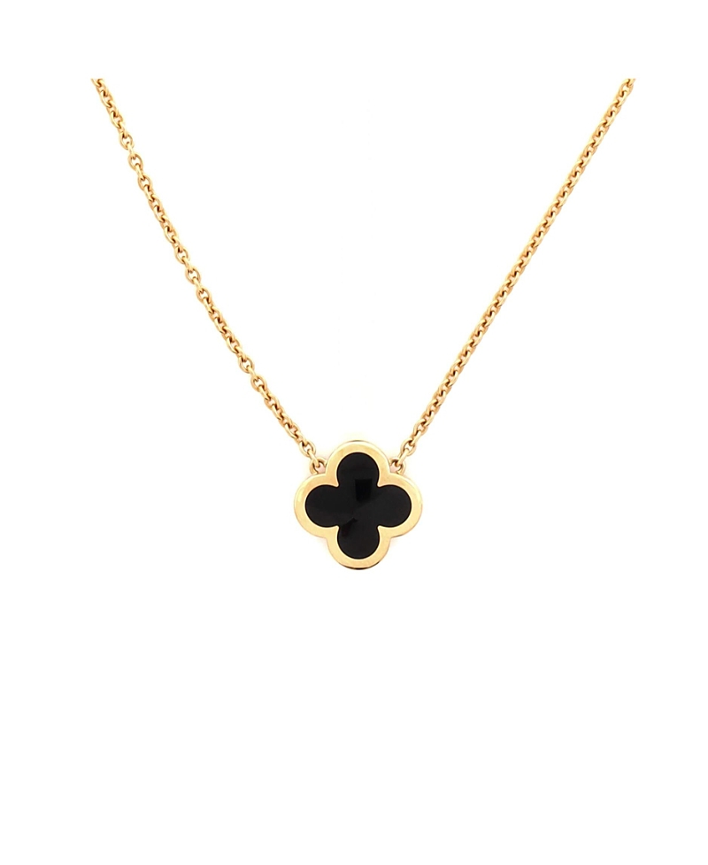 Pre-Owned Van Cleef & Arpels Pure Alhambra Pendant Necklace 18K Gold and Onyx, 16.5