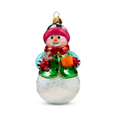 Confetti Snowman Glass Ornament