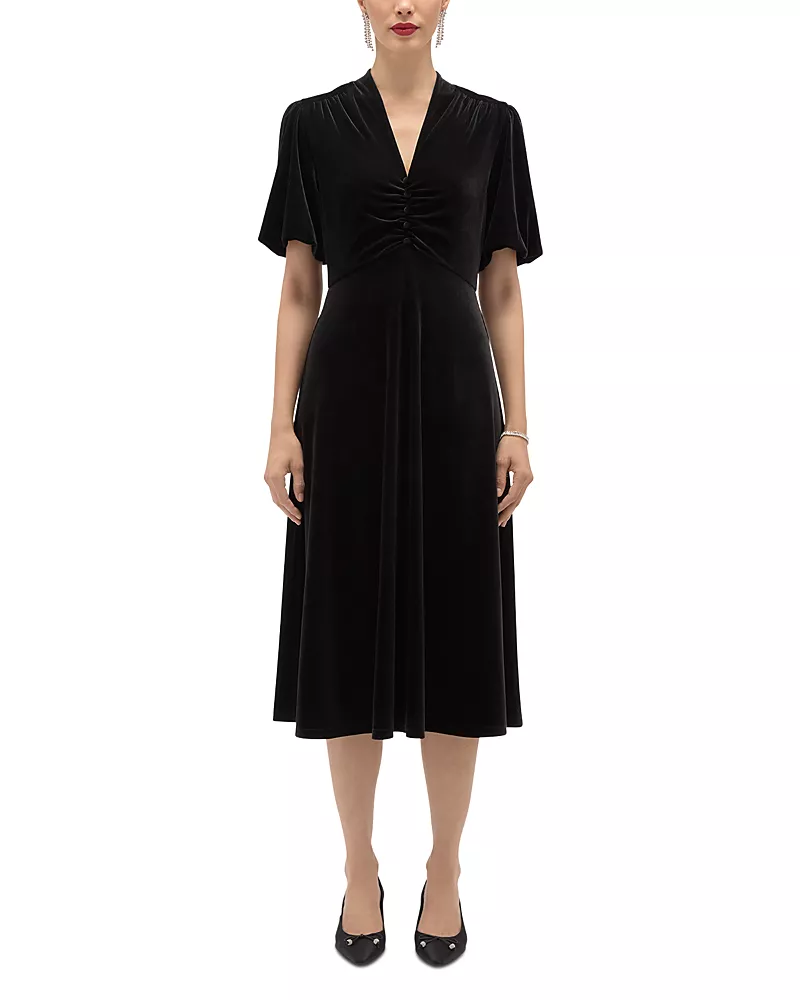 Hobbs London Eleanora Velvet Ruched Front Dress