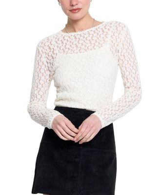 Women's Scarlet Stretch Lace Crew Neck Top