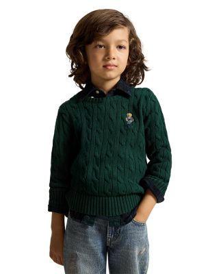 Boys' Polo Bear Cable Knit Cotton Sweater - Little Kid
