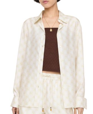  Classic Fit Knight Checkerboard Silk Shirt