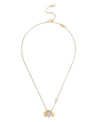 Signature Crystal Pav&eacute; Signet Rondelle Pendant Necklace, 16-18"