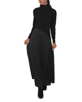 Mixed Media Turtleneck Maxi Dress