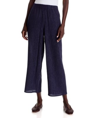 Pliss&eacute; Wide Leg Ankle Pants