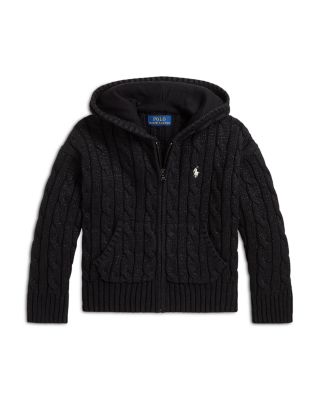 Girls' Metallic Cable Cotton Full Zip Hoodie - Little Kid