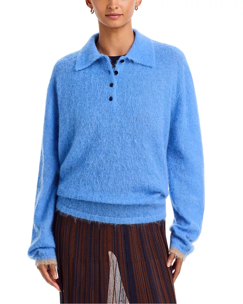 Zankov Alpaca & Mohair Blend Polo Sweater
