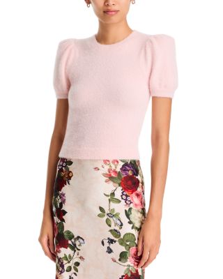 Alice + Olivia Alice And Olivia Ciara Crewneck Sweater In Blush