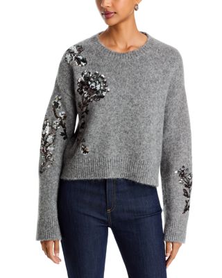 Cinq a Sept Esmerine Sequin Floral Sweater