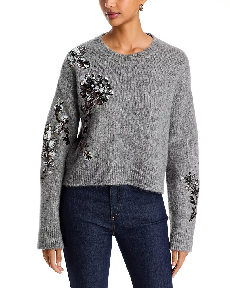 Cinq a Sept Esmerine Sequin Floral Sweater
