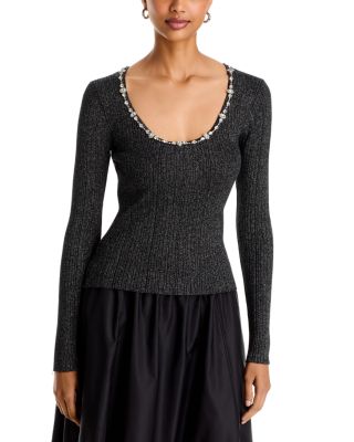 Aminta Embellished Scoop Neck Top