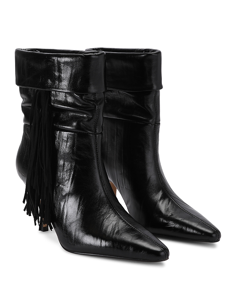 Kurt Geiger Women's Piccadilly Slouch Fringed Leather Boots In Black