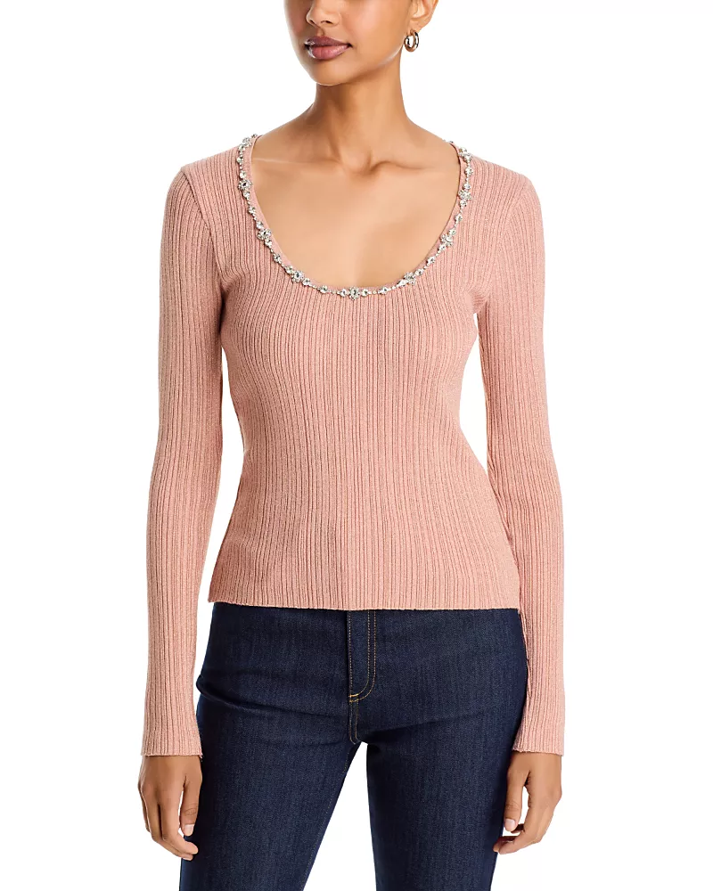 Cinq a Sept Aminta Embellished Scoop Neck Top