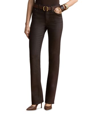 Petite Coated High Rise Bootcut Jeans in Circuit Brown Coated
