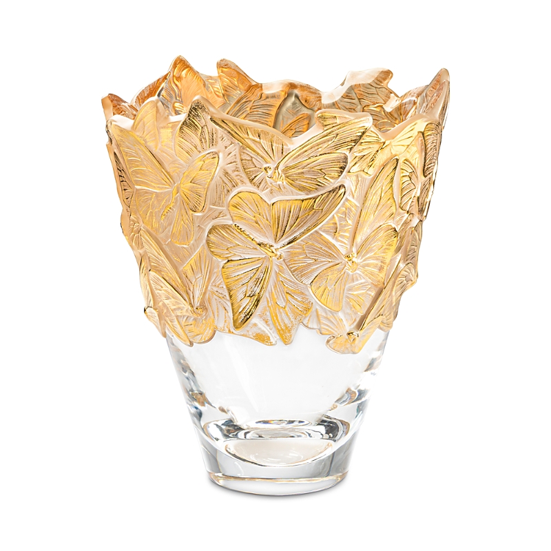 Lalique Gold Stamped Papillons Vase - Limited Edition