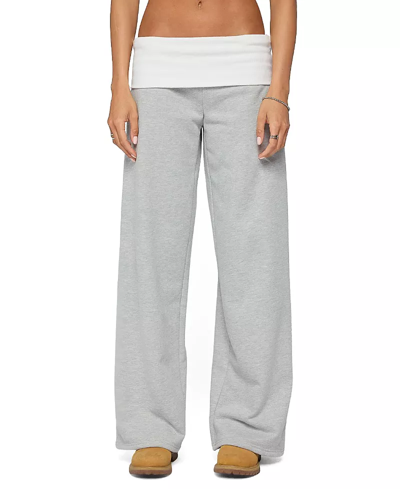 Edikted Idha Contrast Foldover Baggy Sweatpants