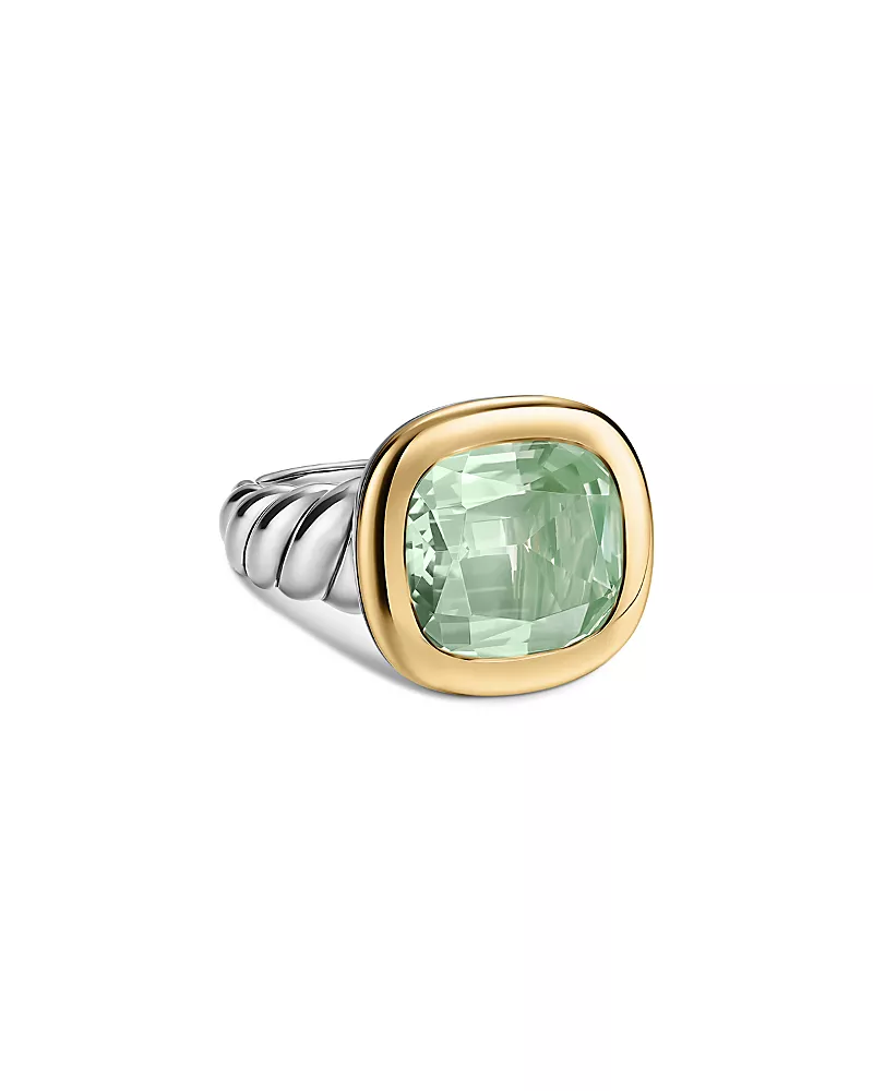 Dy Mercer Color Stone Ring in Sterling Silver with 14K Yellow Gold and Prasiolite, 13.5mm