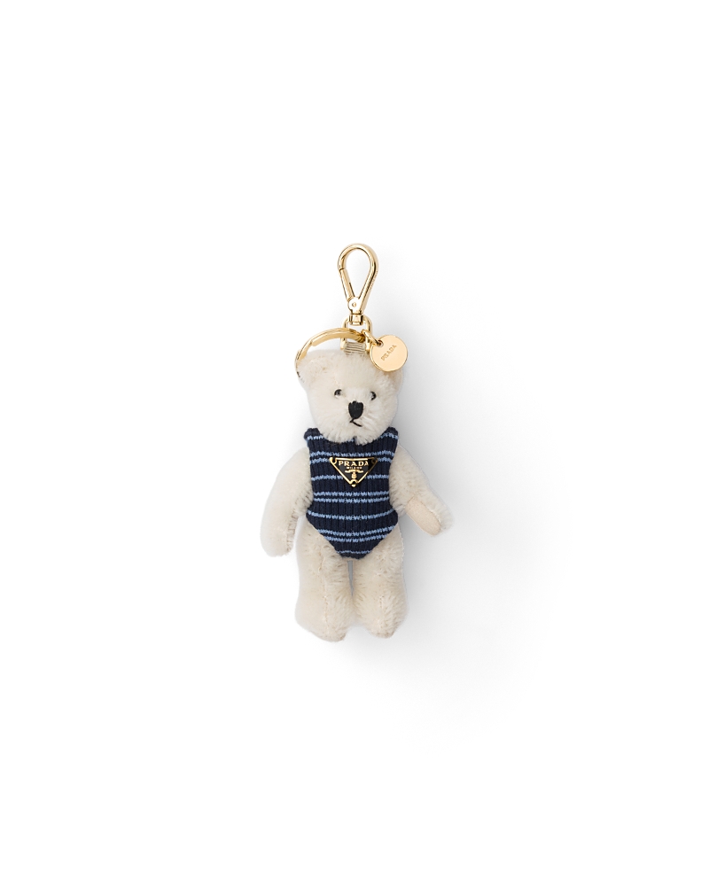 Prada Teddy Bear Key Ring Charm With Metal Ring · OS