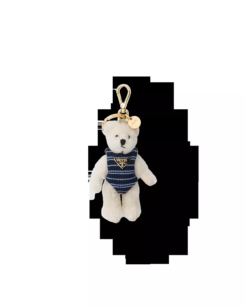 Prada Teddy Bear Key Ring Charm With Metal Ring