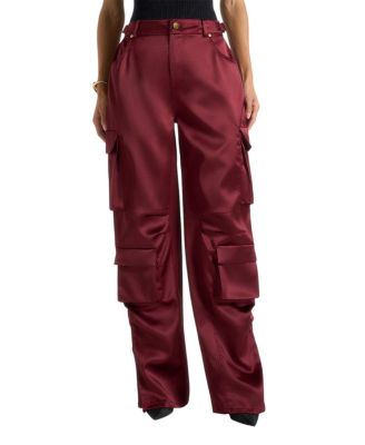 Emilie High Rise Satin Cargo Trousers