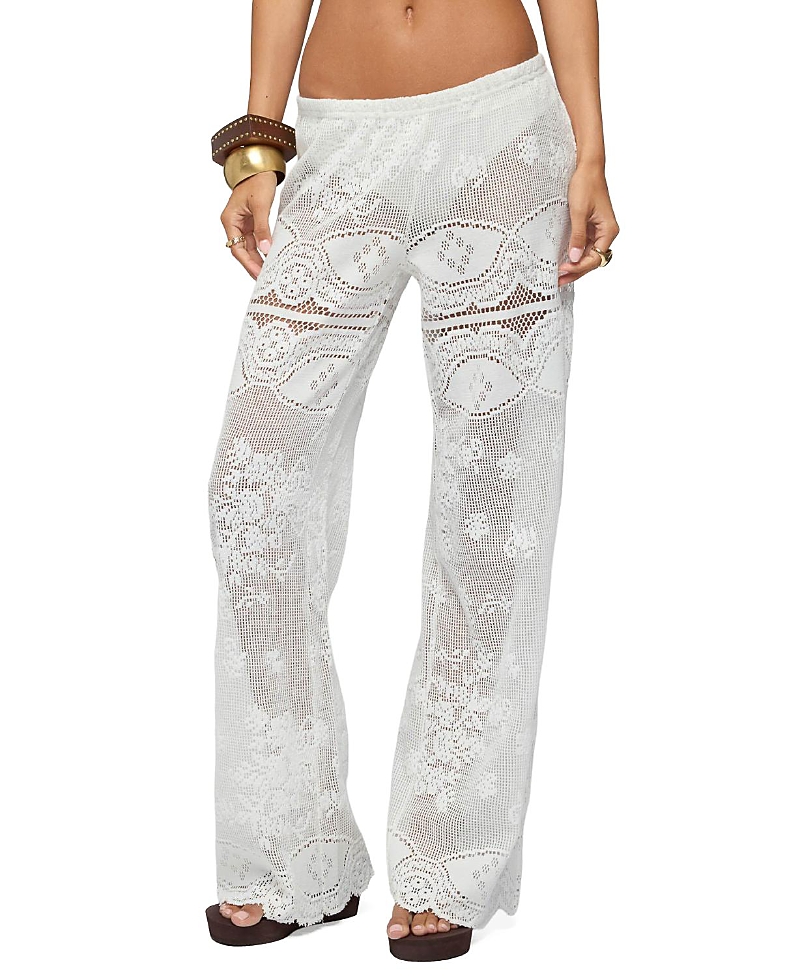Edikted Milaya Sheer Crochet Straight Leg Pants