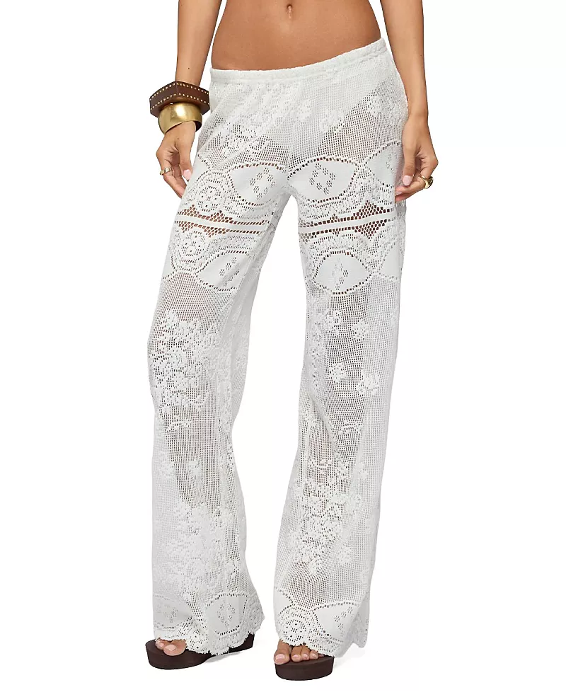 Edikted Milaya Sheer Crochet Straight Leg Pants