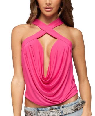 Maise Backless Cowl Neck Crisscross Top