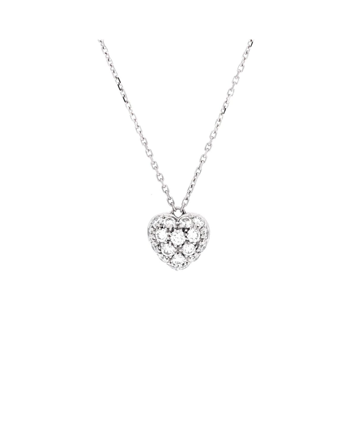Pre-Owned Cartier Medium Heart Pendant Necklace 18K White Gold and Pave Diamonds