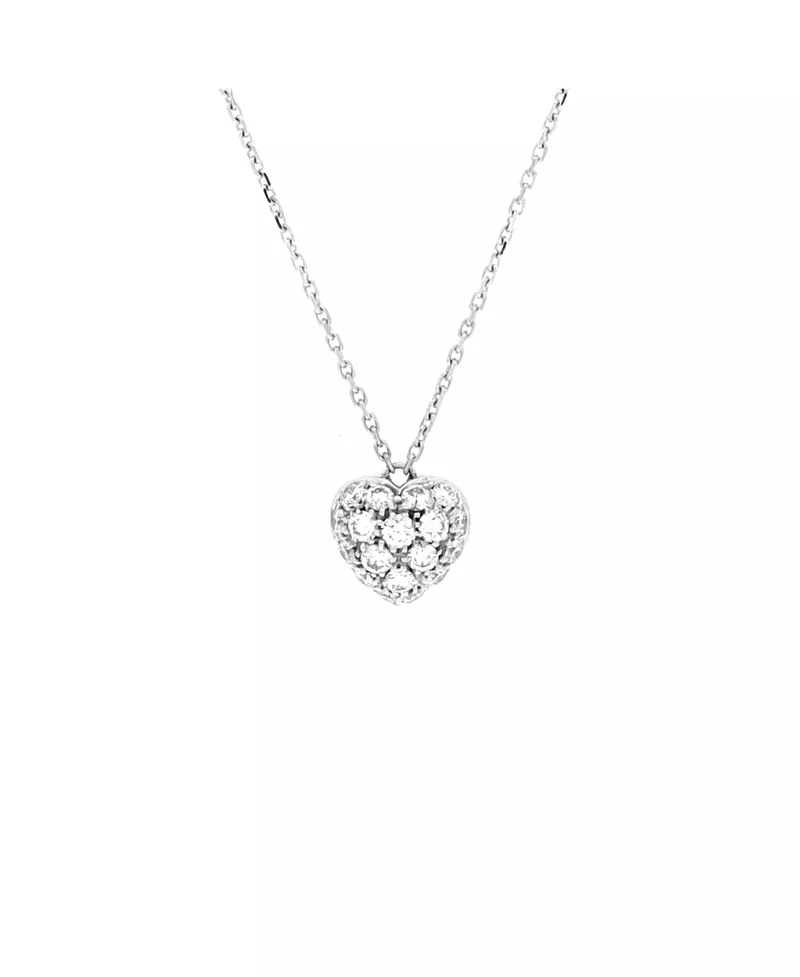 Pre-Owned Cartier Medium Heart Pendant Necklace 18K White Gold and Pave Diamonds, 16
