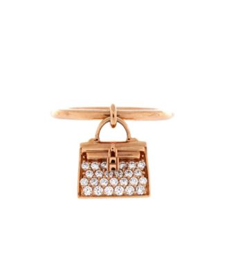 Kelly Amulette Ring 18K Rose Gold with Pave Diamonds