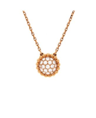 Pre-Owned Van Cleef & Arpels Perlee Round Pendant Necklace 18K Rose Gold and Diamonds, 16.5