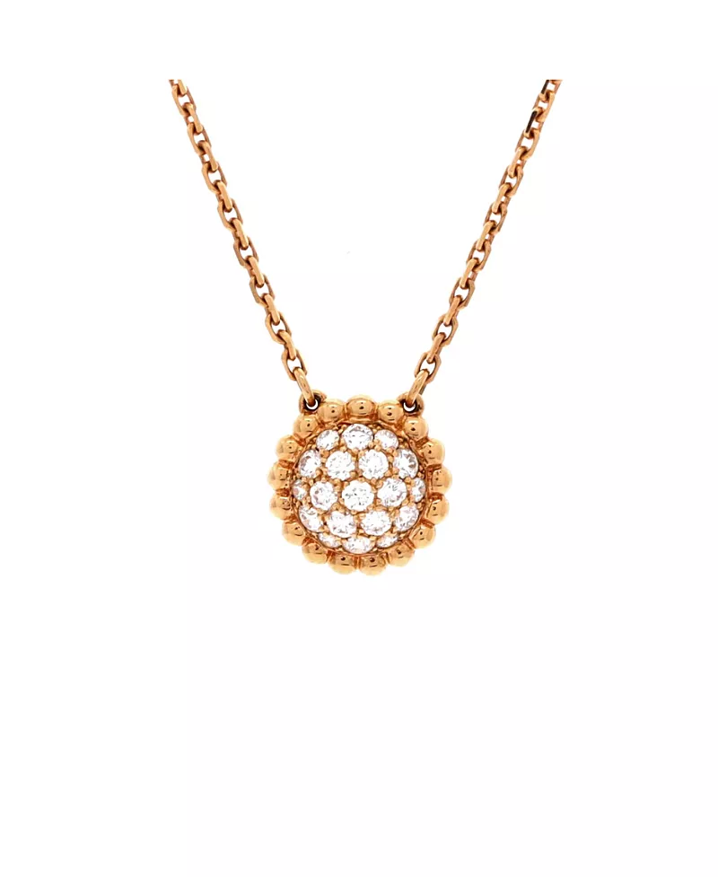 Pre-Owned Van Cleef & Arpels Perlee Round Pendant Necklace 18K Rose Gold and Diamonds, 16.5