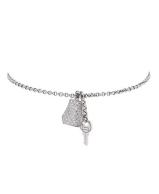 Small Kelly Clochette Chain Bracelet 18K White Gold with Pave Diamonds