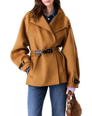 Wool Blend Belted Coat 