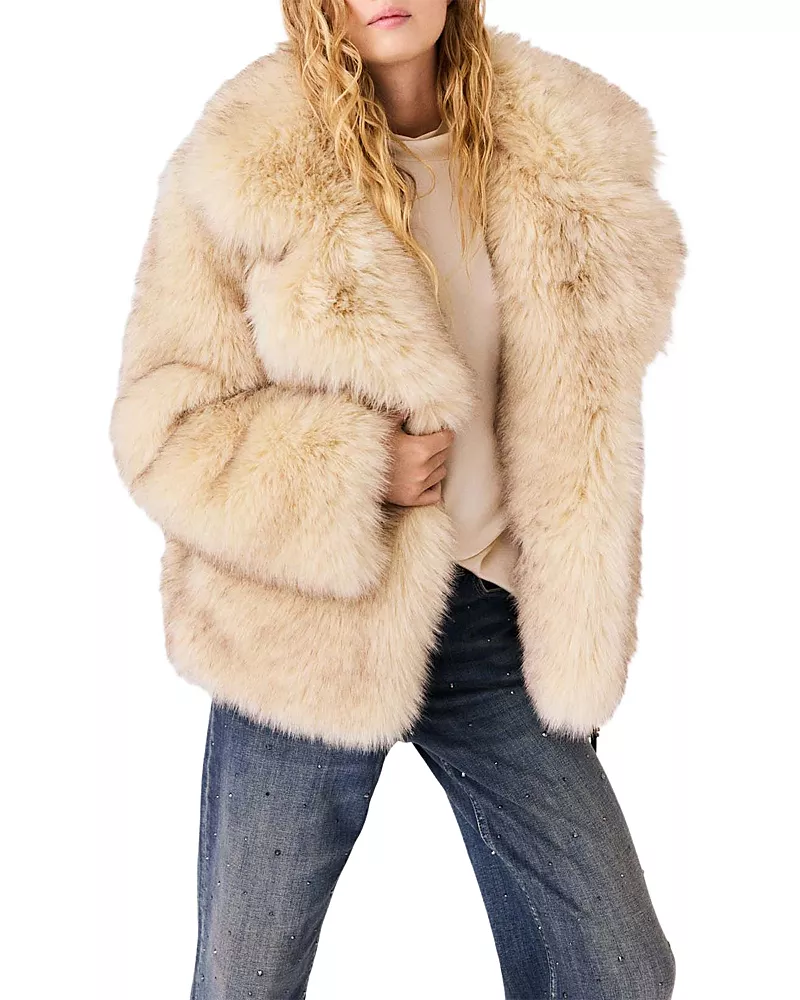 Maje Oversized Faux Fur Coat