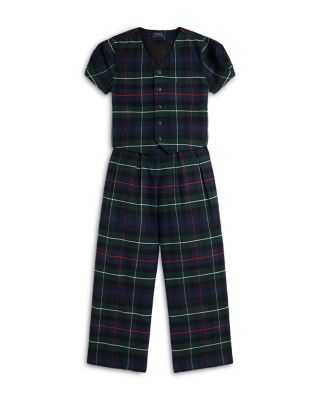 Girls' Plaid Cotton Top & Wide Leg Pants Set - Little Kid, Big Kid