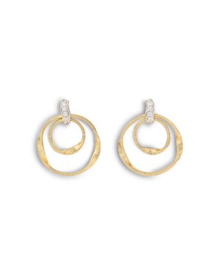 18K White & Yellow Gold Marrakech Diamond Double Circle Drop Earrings, 0.086 tcw